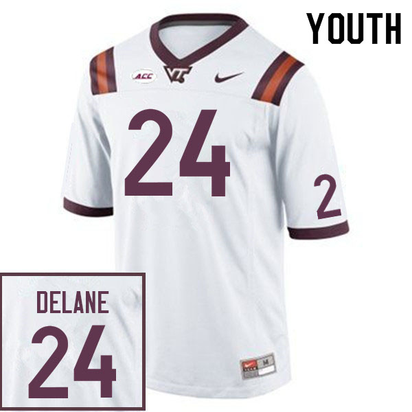 Youth #24 Mansoor Delane Virginia Tech Hokies College Football Jerseys Sale-White